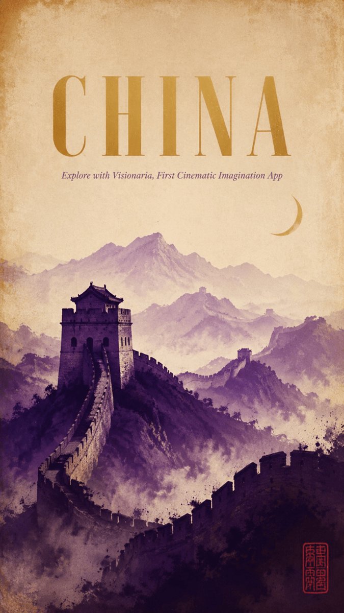 AI Prompt for Vintage-Style Great Wall of China Photography Poster