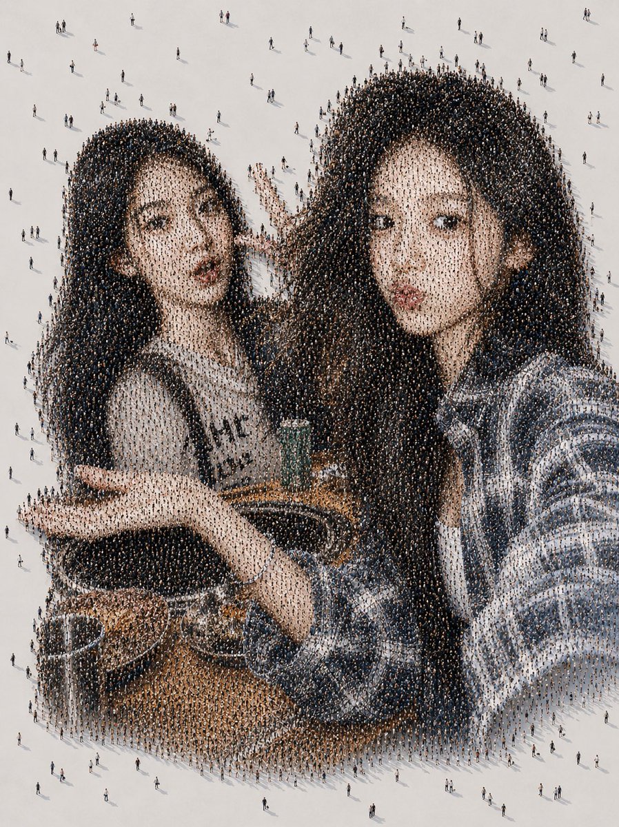 AI Prompt for Viral-Style Portrait Generation: Thousands of Pedestrians Form Distant Selfie Image
