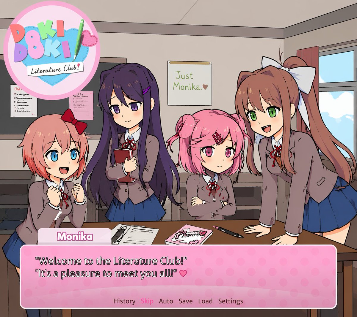 AI Prompt for Visual Novel Screenshot Mockup - Anime Characters and Custom Logo
