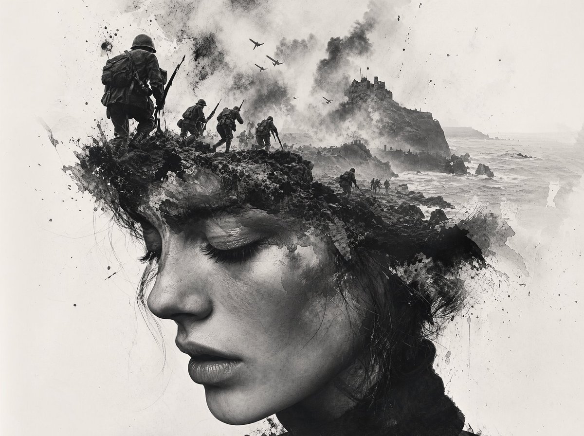 AI Prompt for Wartime Historical Poster Art and Editorial Illustration in Monochrome Ink Style
