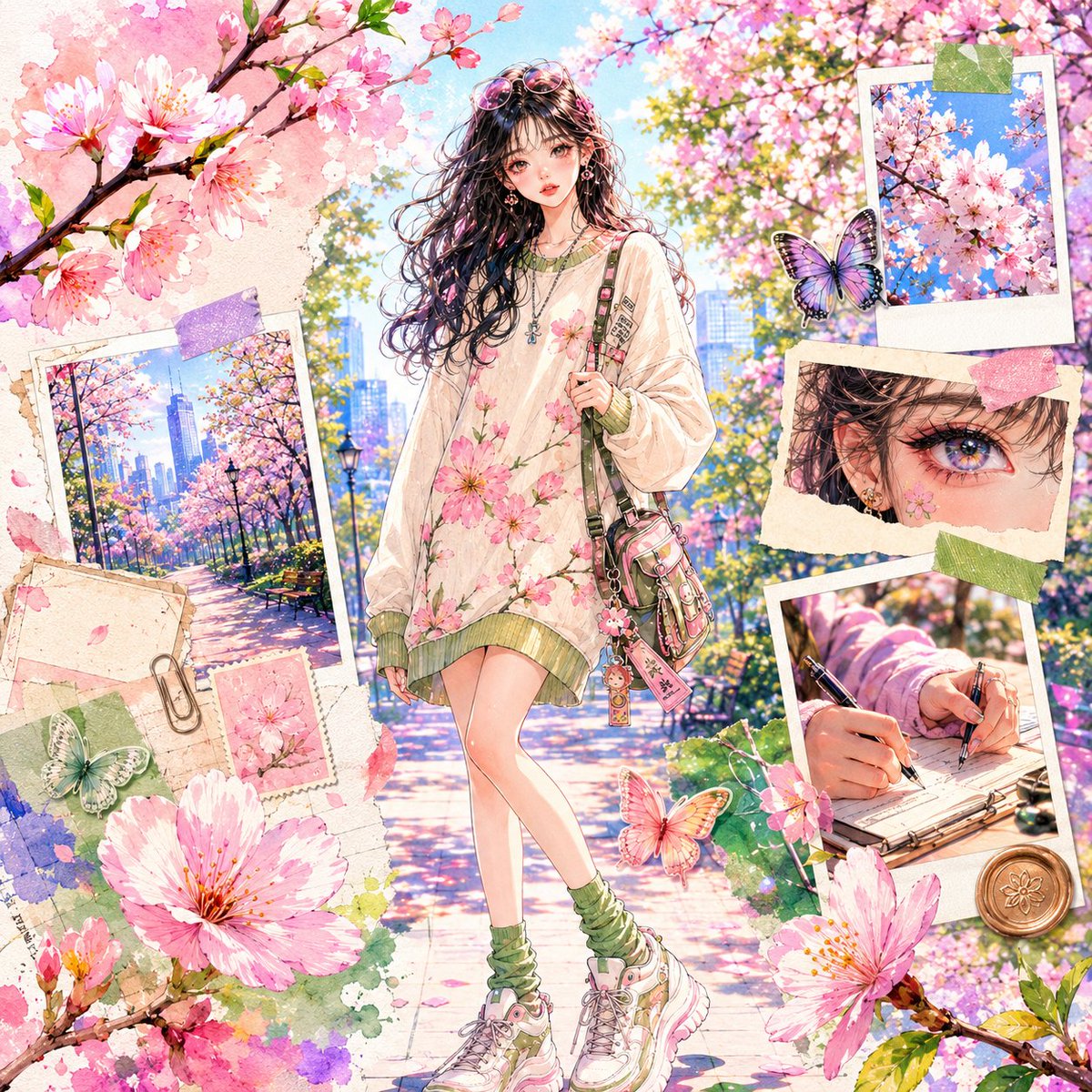AI Prompt for Watercolor Anime Fashion Collage Poster