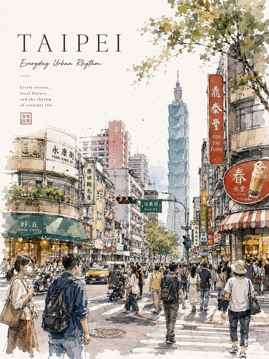 AI Prompt for Watercolor Cityscape Poster Design
