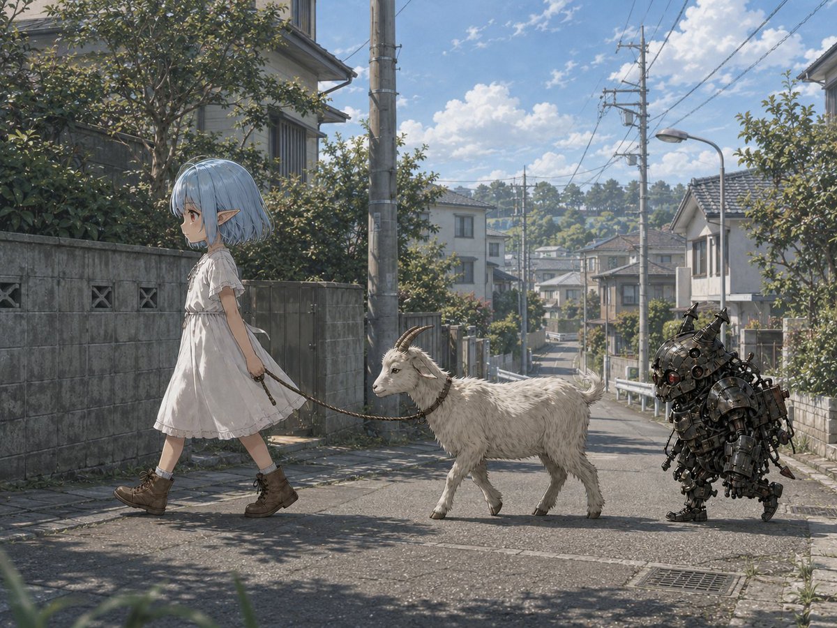 AI Prompt for Whimsical Anime-Inspired Landscape with Steampunk Robot