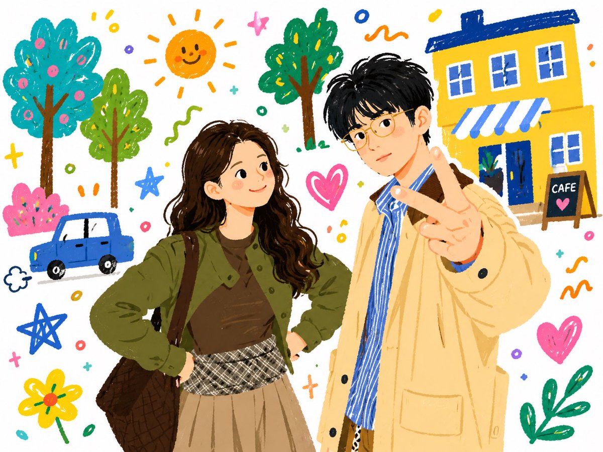 AI Prompt for Whimsical Couple Illustrations: Romantic Lifestyle Memories