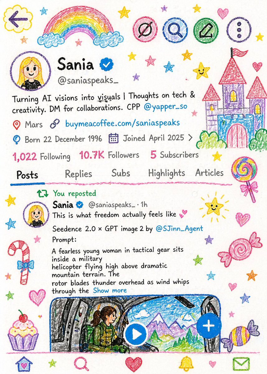 AI Prompt for Whimsical Crayon Style Social Media Profile Illustration