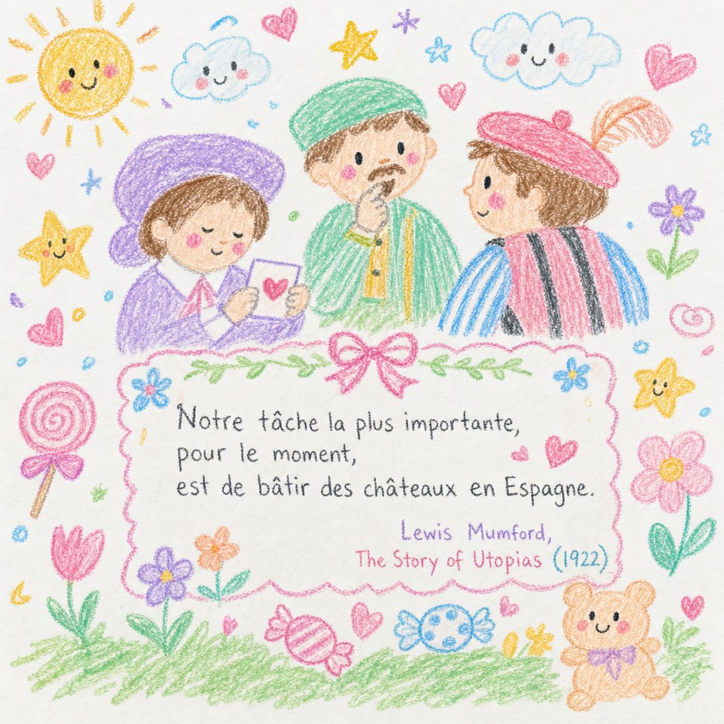 AI Prompt for Whimsical Crayon Utopia Illustration with Quote
