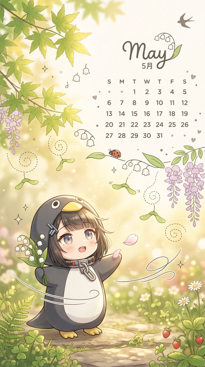 AI Prompt for Whimsical May Garden Calendar Wallpaper Design