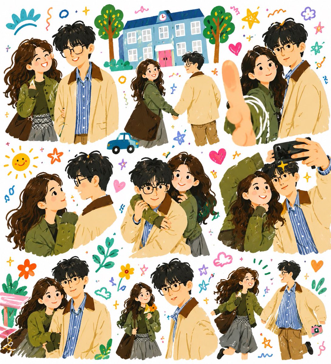 AI Prompt for Whimsical Romantic Couple Illustrations