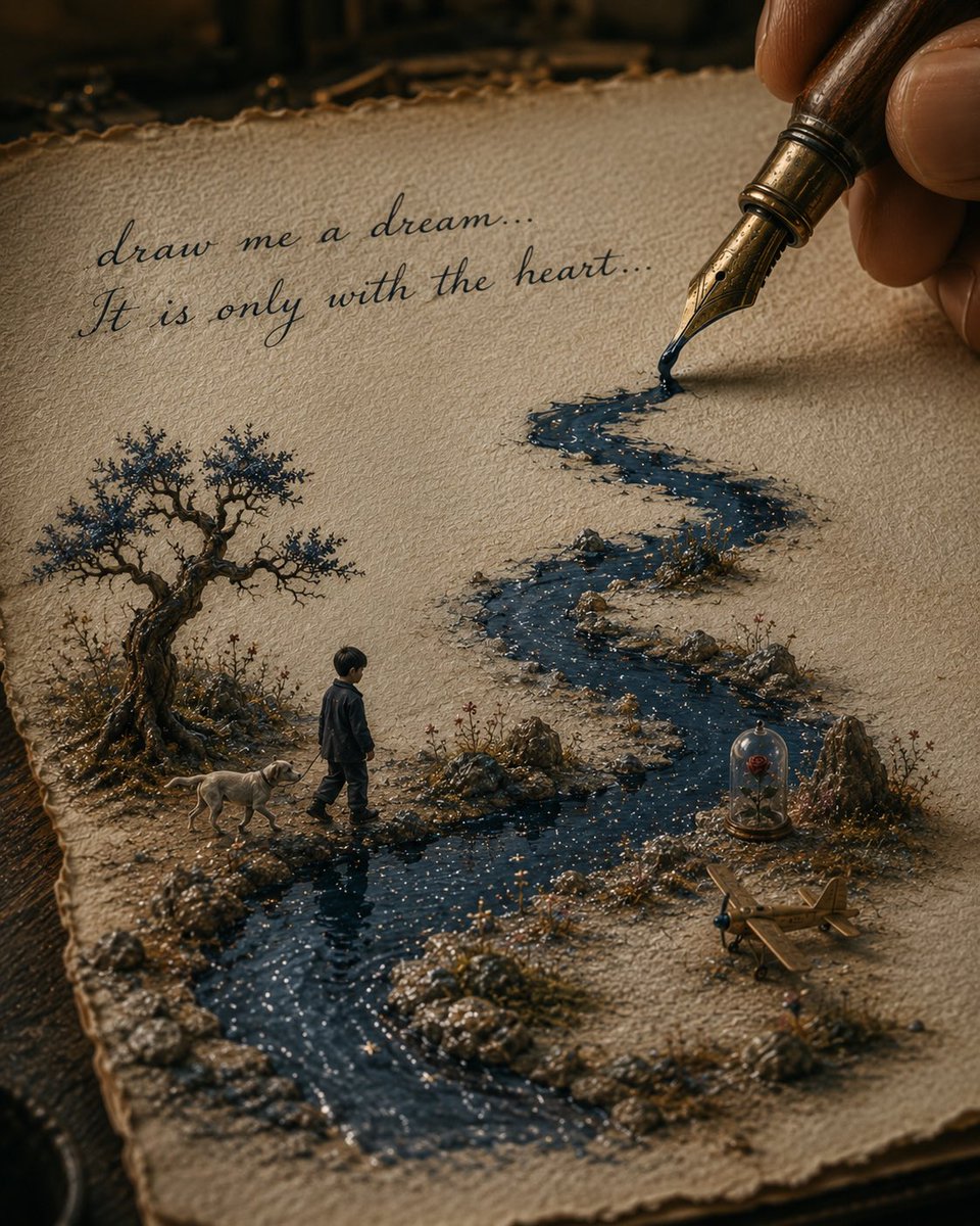 AI Prompt for Whimsical Storybook Art: Fountain Pen Illustration on Vintage Paper