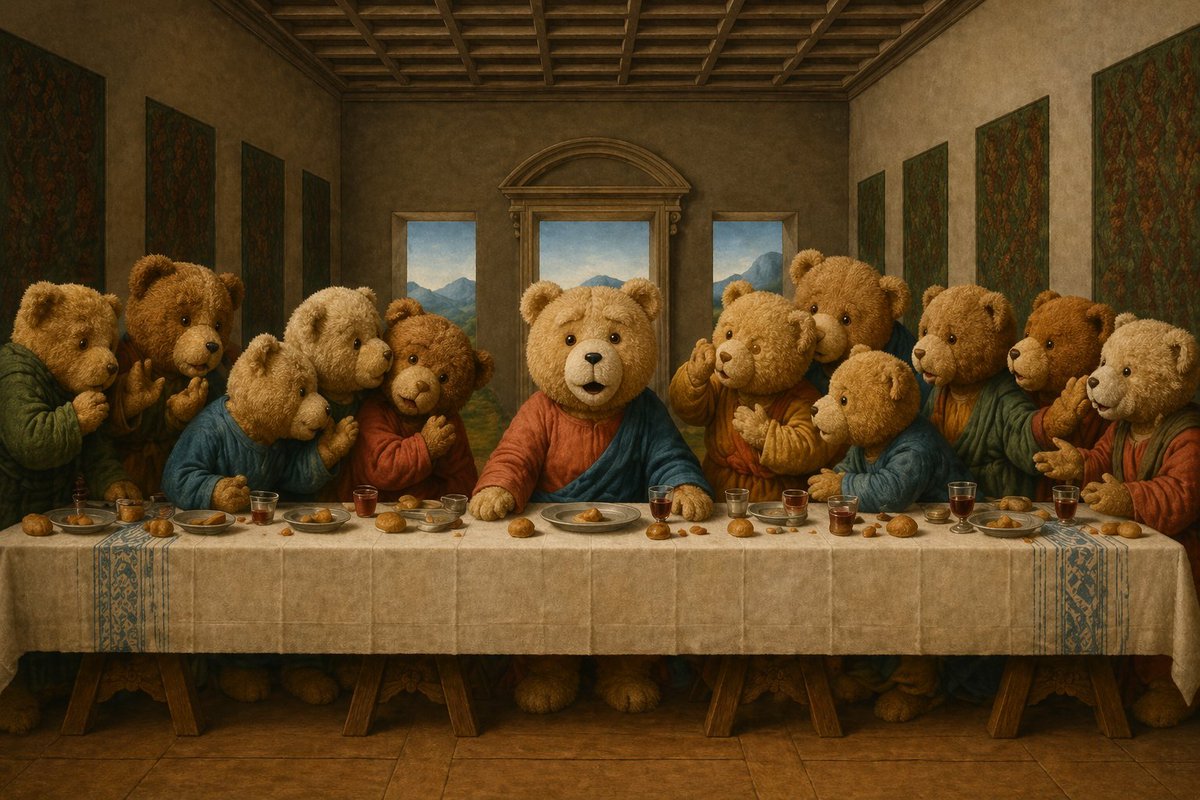AI Prompt for Whimsical Teddy Bear Fine Art Parody with 13 Bears