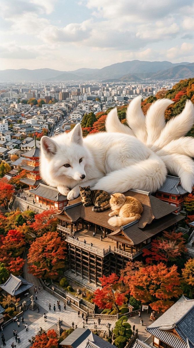 AI Prompt for Whimsical Tokyo Tower Scene with Enlarged Cat
