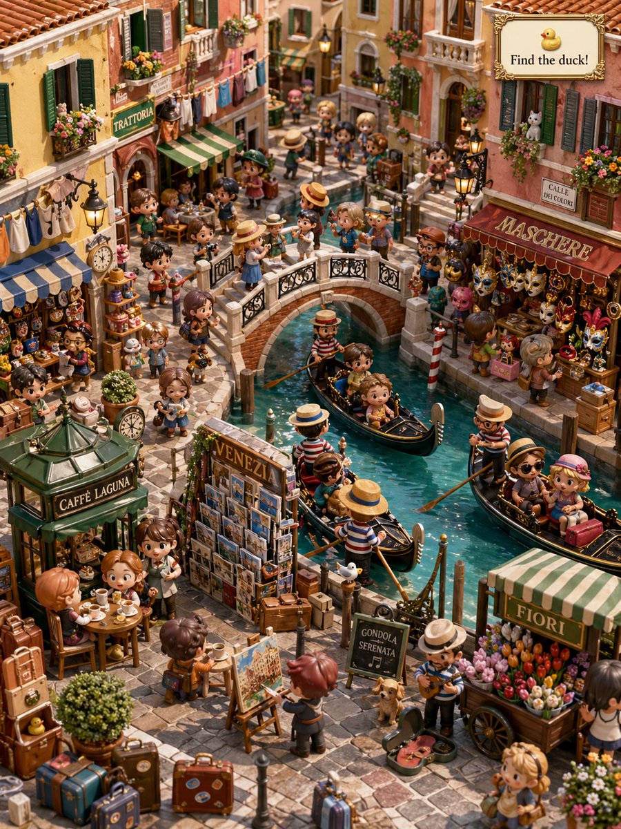 AI Prompt for Whimsical Venice Diorama with Hidden Rubber Duck