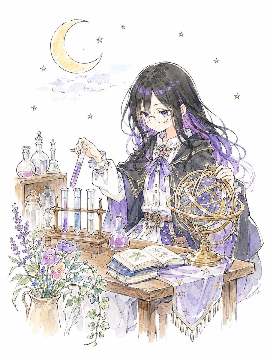 AI Prompt for Whimsical Watercolor Illustration of Young Alchemist