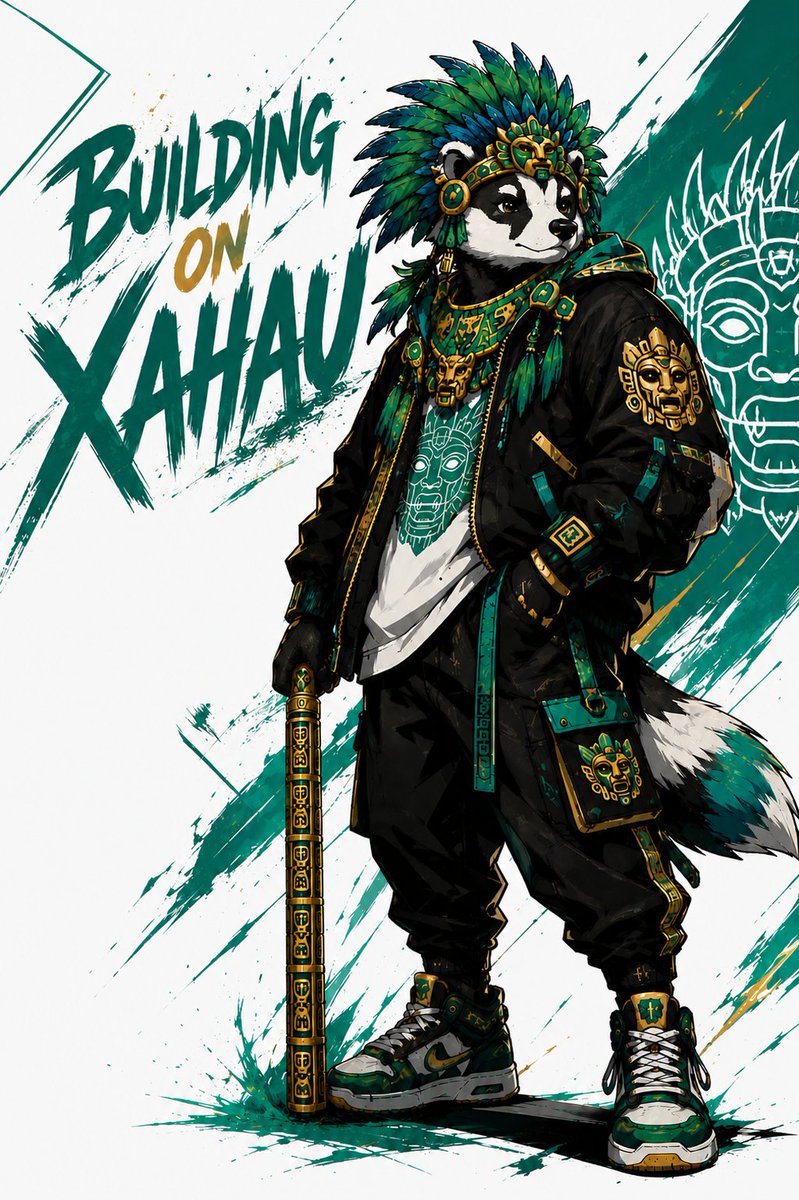 AI Prompt for Xahau-Themed Streetwear Illustration with Mesoamerican Ornaments