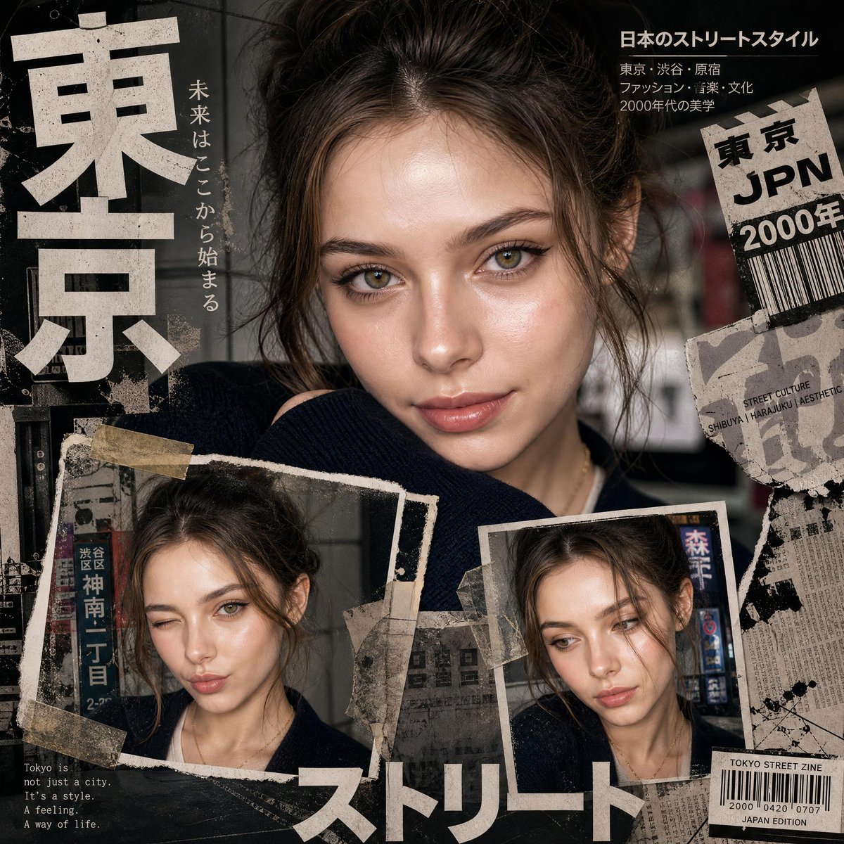 AI Prompt for Y2K Japanese Fashion Magazine Collage
