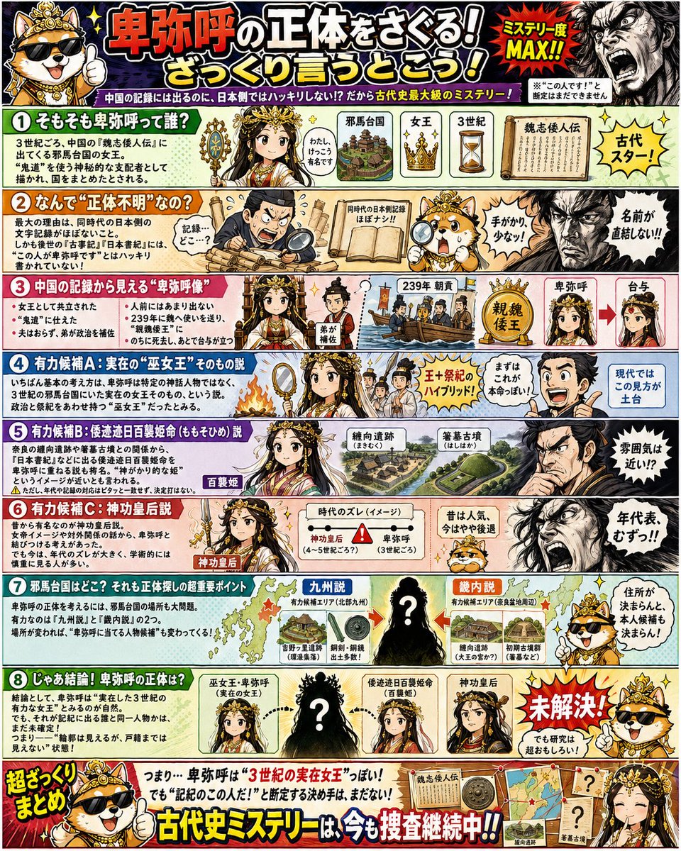 AI Prompt: Generate a Colorful Manga-Style Infographic Poster about Queen Himiko