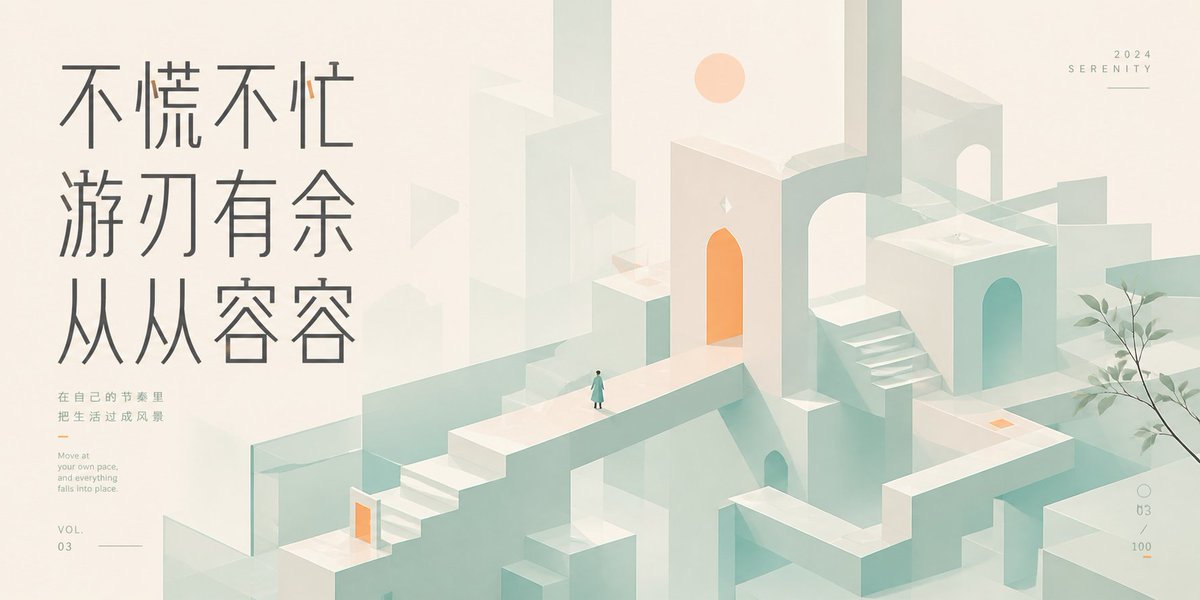 AI Prompt: Minimalist Poster with Chinese Typography and Isometric Architecture