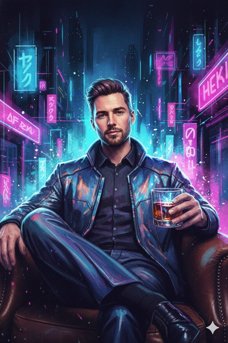 AI Prompt: Neon Cyberpunk Watercolor Selfie Artist