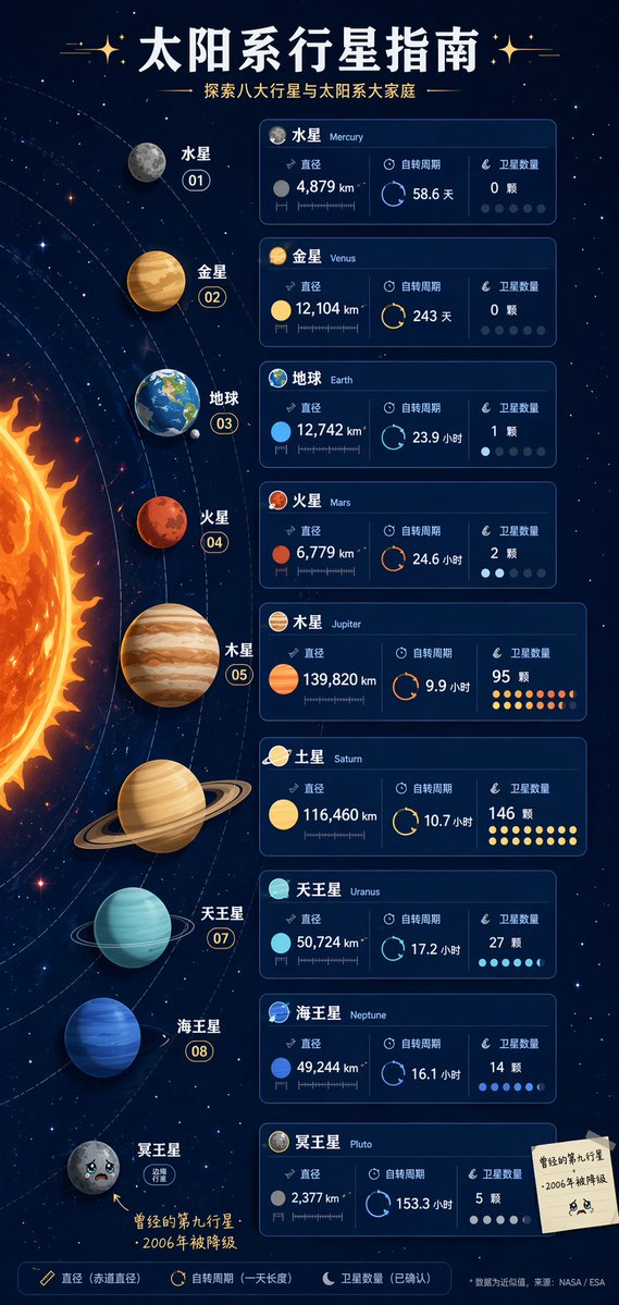 AI Prompt: Vertical Solar System Infographic Poster with Pluto Data Cards and Minimalist Illustration
