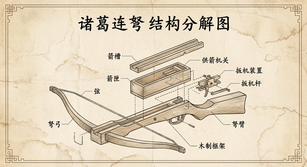 诸葛连弩复古工程爆炸图