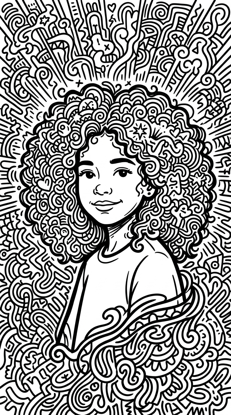 Black & White Doodle Art Style Composition