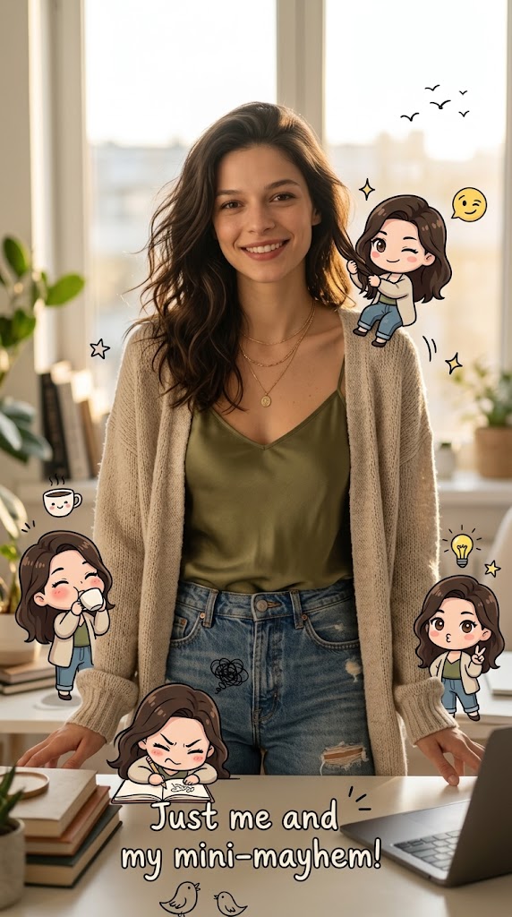Casual Portrait with Fun Chibi Figures