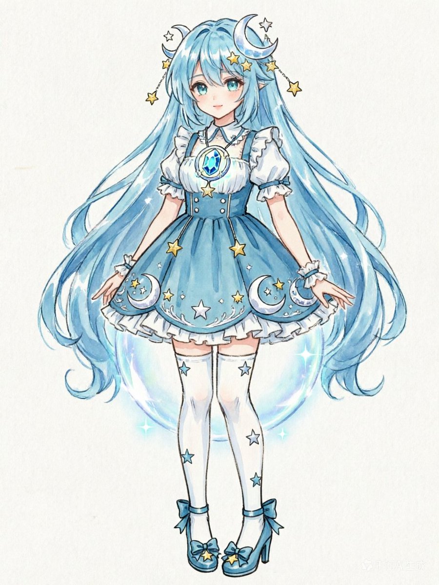 Create a Magical Blue Anime Character Design AI Prompt