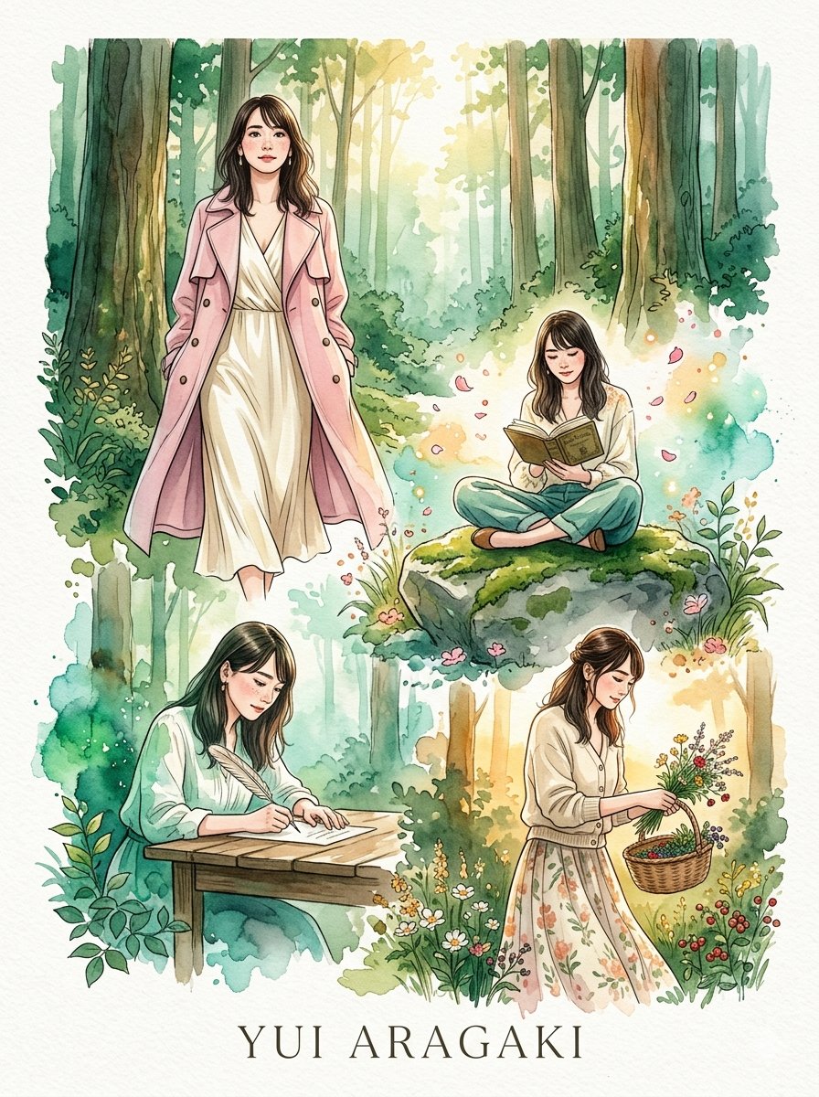 Elegant AI Portrait of Japanese Woman with Watercolor Art