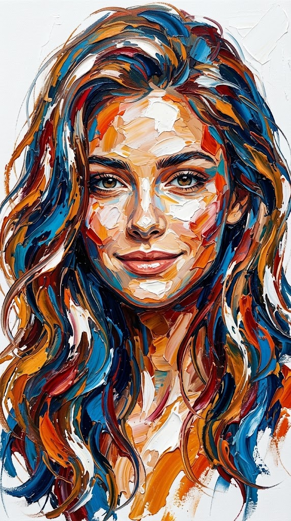Impasto Oil Painting Portrait - Expressive Abstract Realism