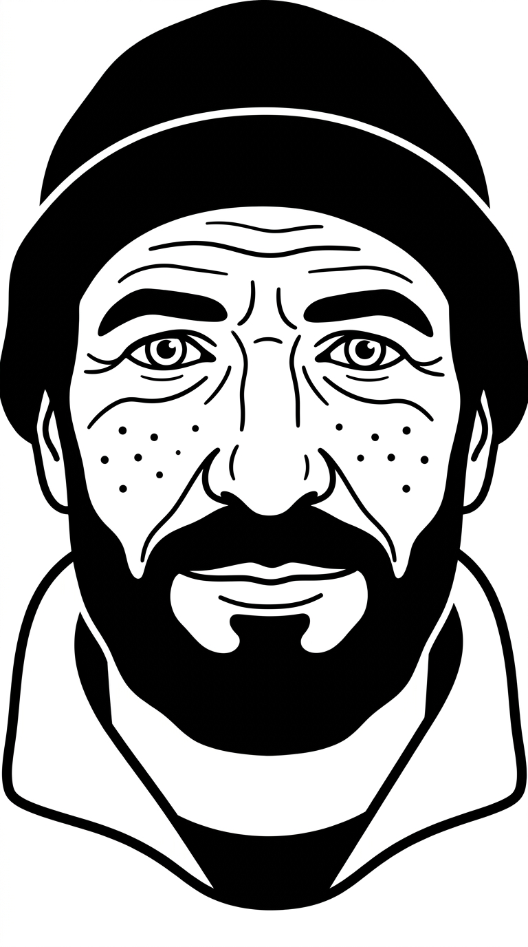 Notion Style Black & White Vector Portrait Illustration