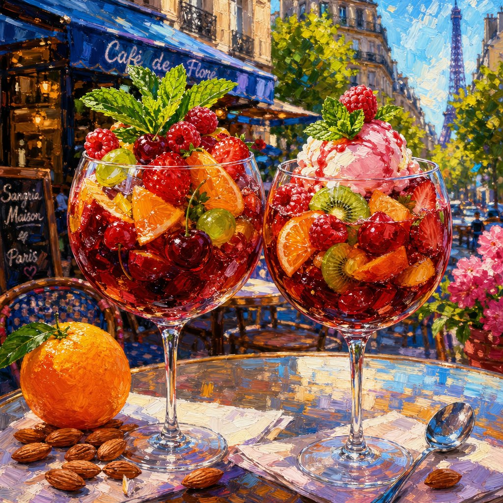 Parisian Café Sangria Digital Impressionist Painting