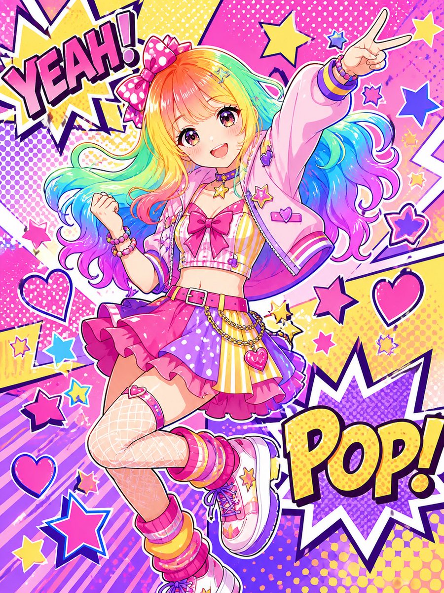 Prompt for Colorful Pop Idol Manga Illustrations with Captions