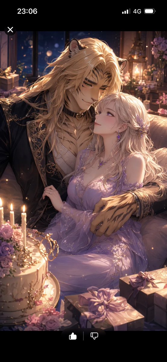 Romantic Anime Beastman Couple Anniversary Illustration