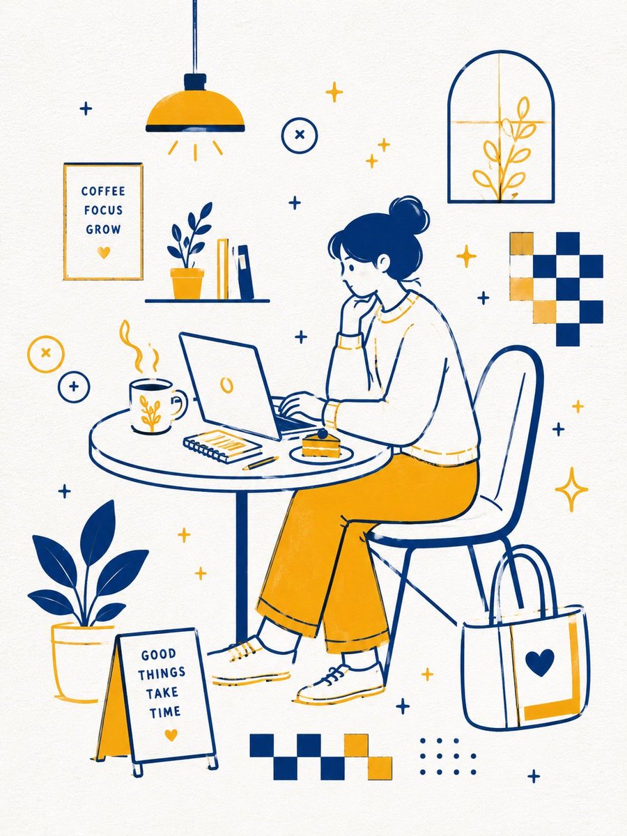 Scandinavian Bookstore Café Monoline Vector Illustration