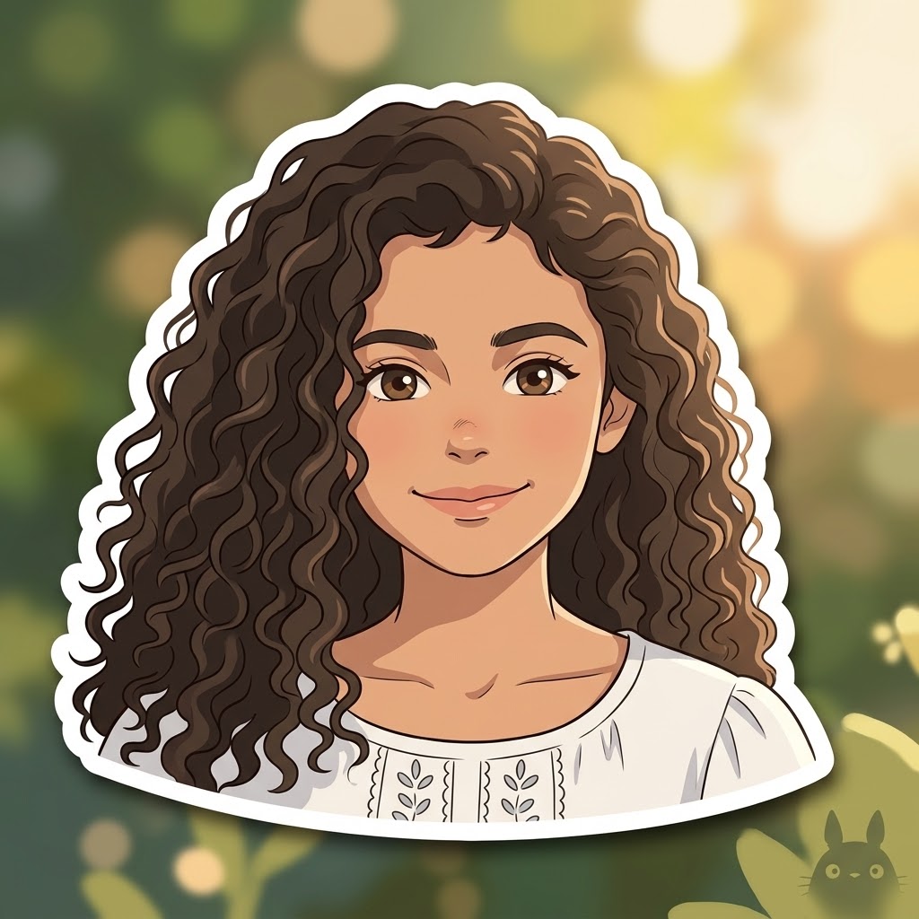 Studio Ghibli Sticker Portrait with 90s Flash Photo Vibe
