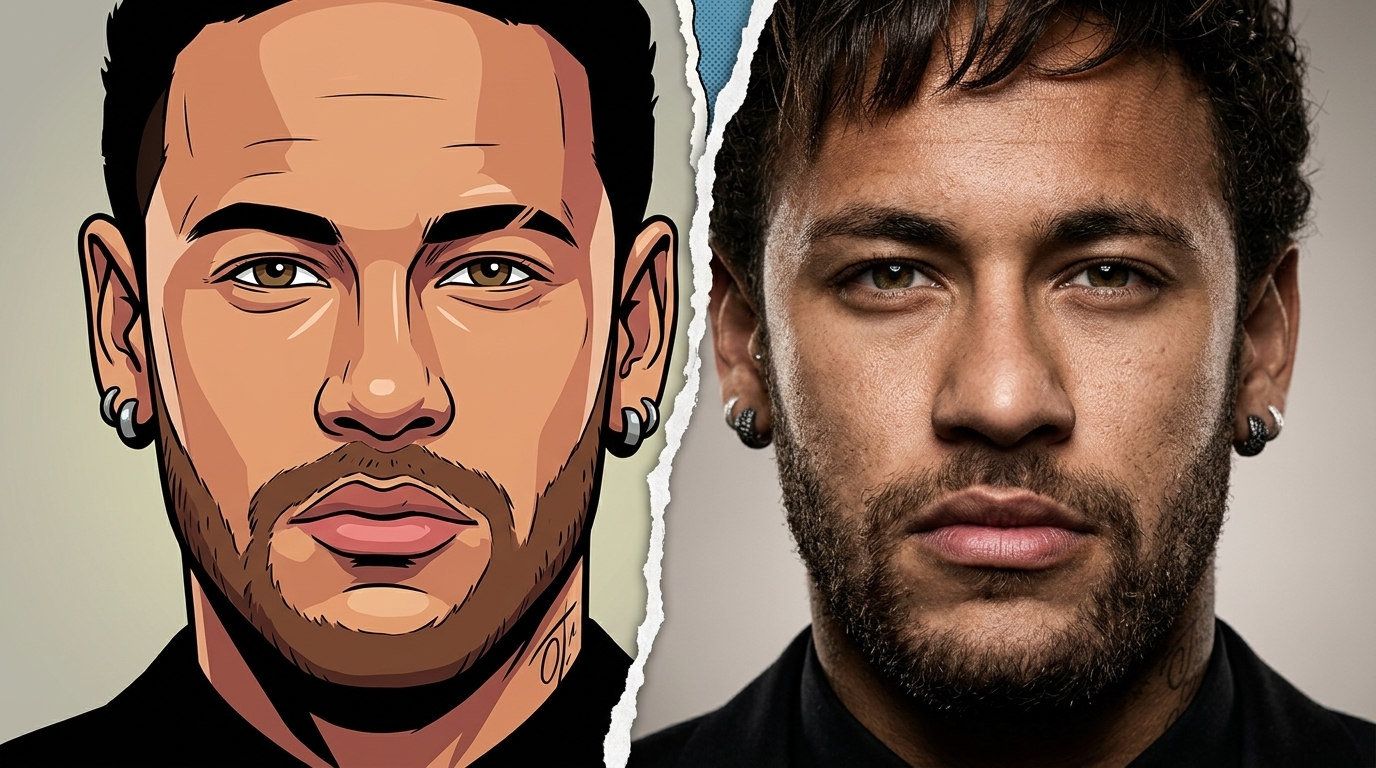 Stylized Portrait Split with Comic & Realistic Twist