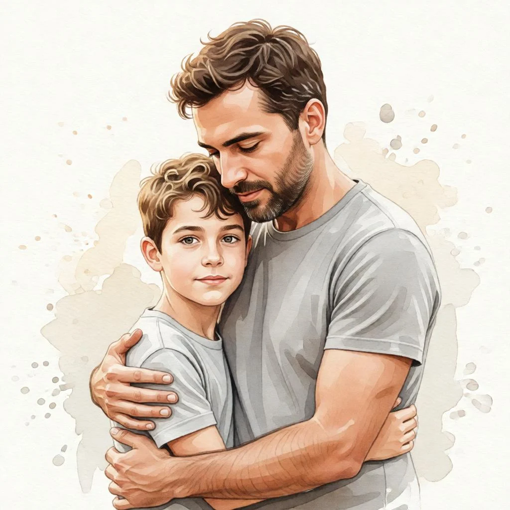 Watercolor Father & Son Digital Painting Prompt
