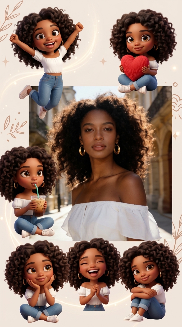 Realistic Portrait & Chibi Characters Digital Collage