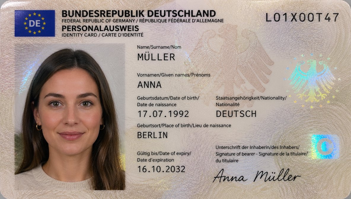 AI Prompt: Generate Enhanced German ID Card Scan