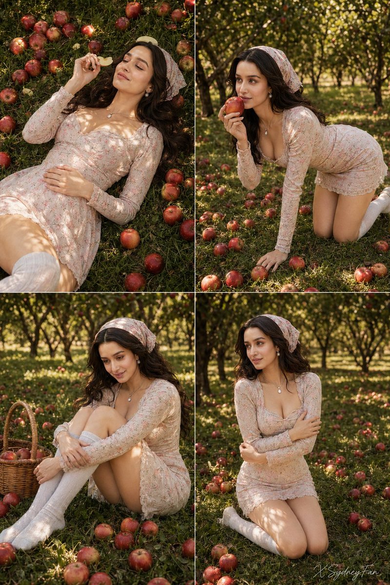 AI Prompt for Apple Orchard Style Four-Panel Collage Photograph