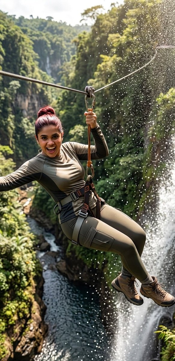AI Prompt for Cinematic Adventure Moment - Tropical Zipline Forest