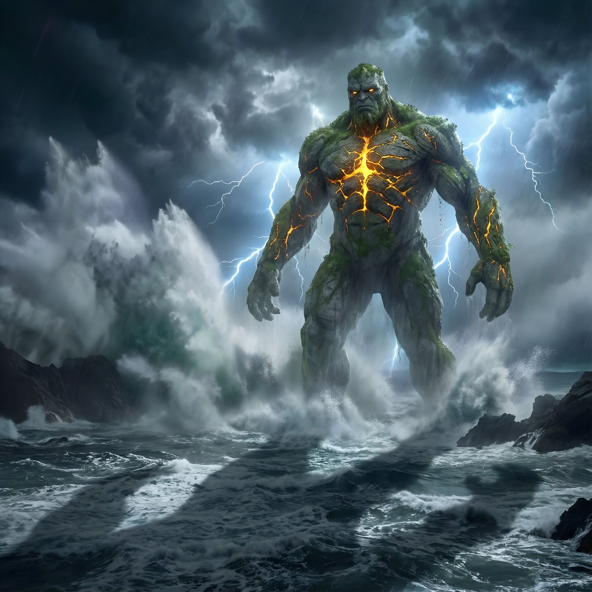 AI Prompt for Cinematic Stone Titan Ocean Landscape