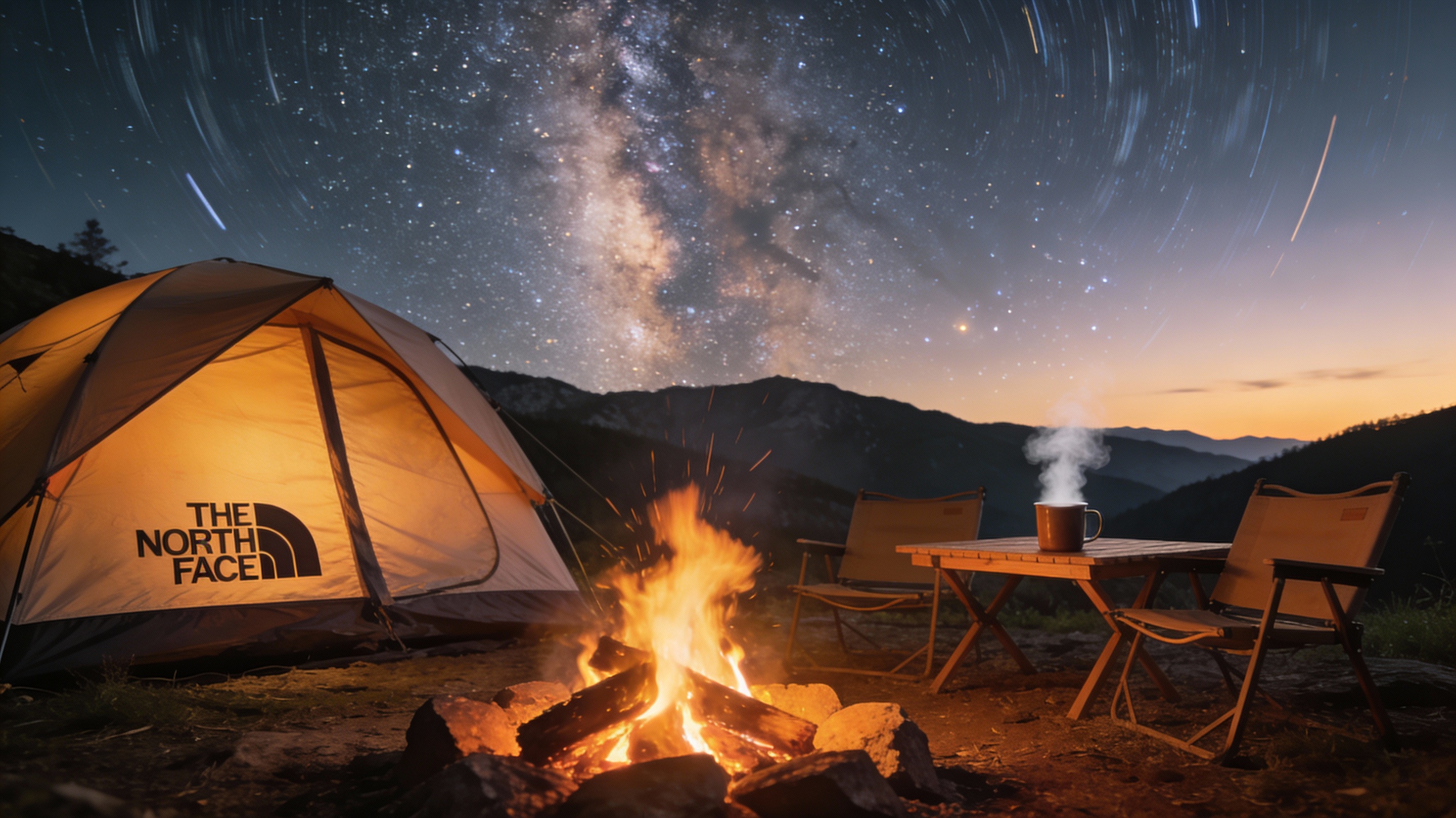 AI Prompt for Atmospheric Twilight Camping Scene Image