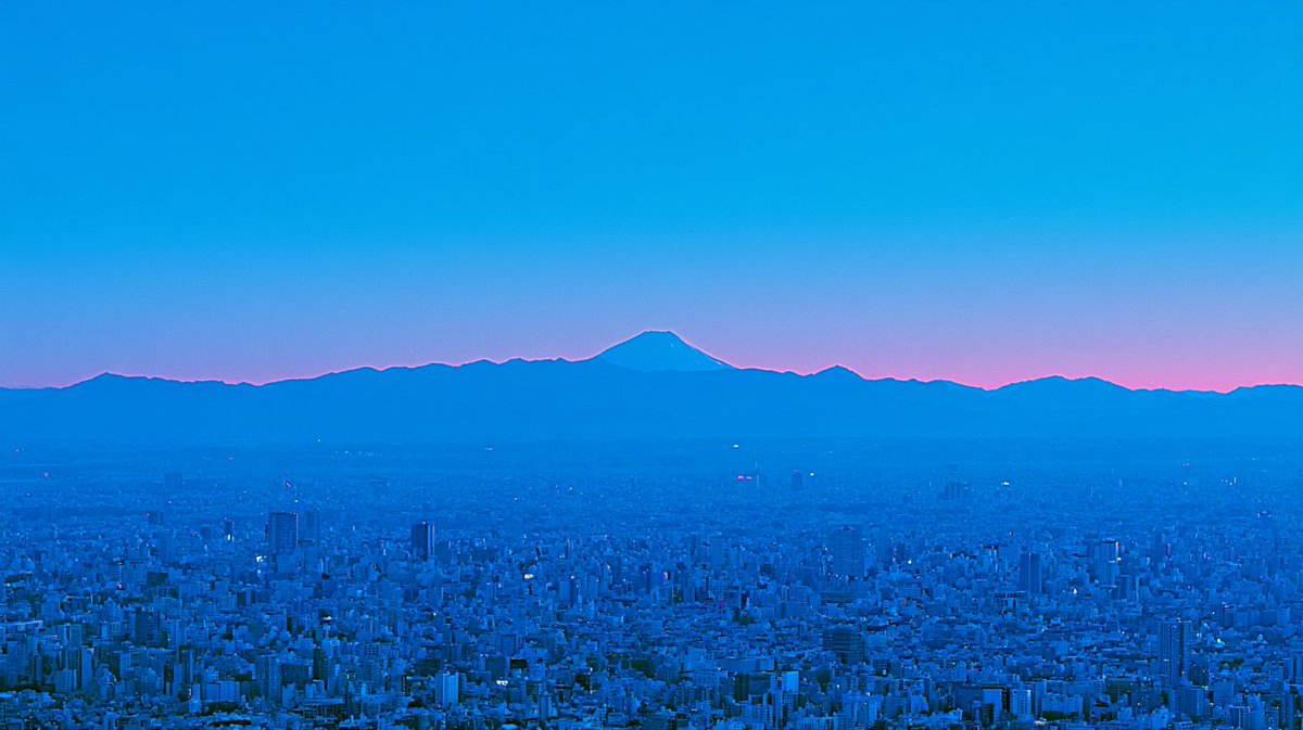 AI Prompt for Blue Hour Cityscape with Mount Fuji