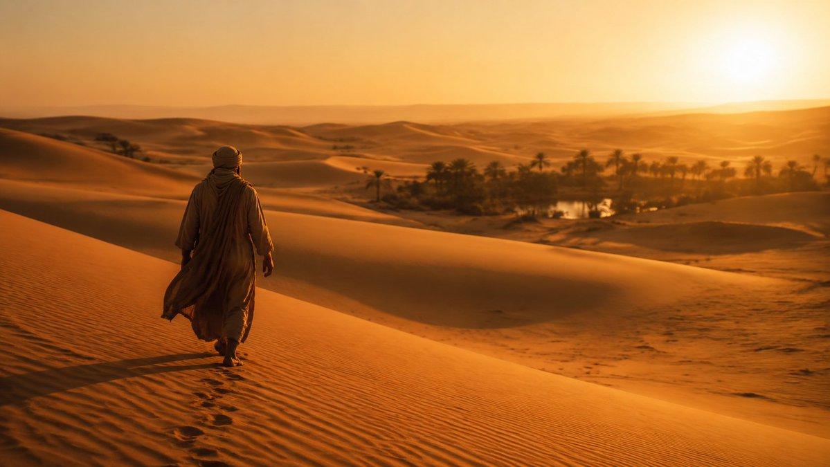 AI Prompt for Cinematic Desert Landscape with Adventurer