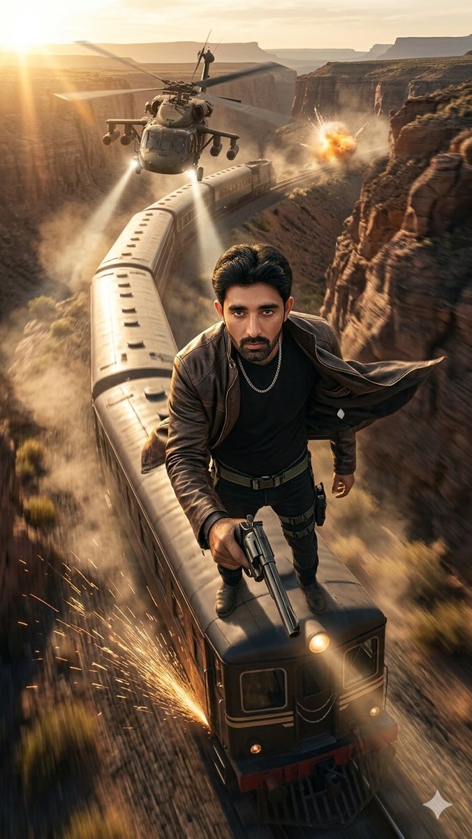AI Prompt for Cinematic Desert Landscape with Chasing Helicopter