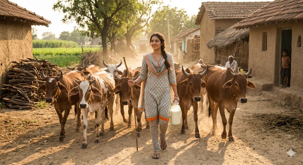 AI Prompt for Cinematic Indian Village Portrait with Actress and Golden Hour