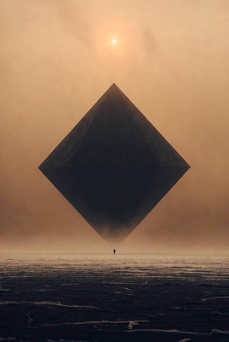 AI Prompt for Cyberpunk Sci-Fi Landscape: Geometric Structure on Salt Plain
