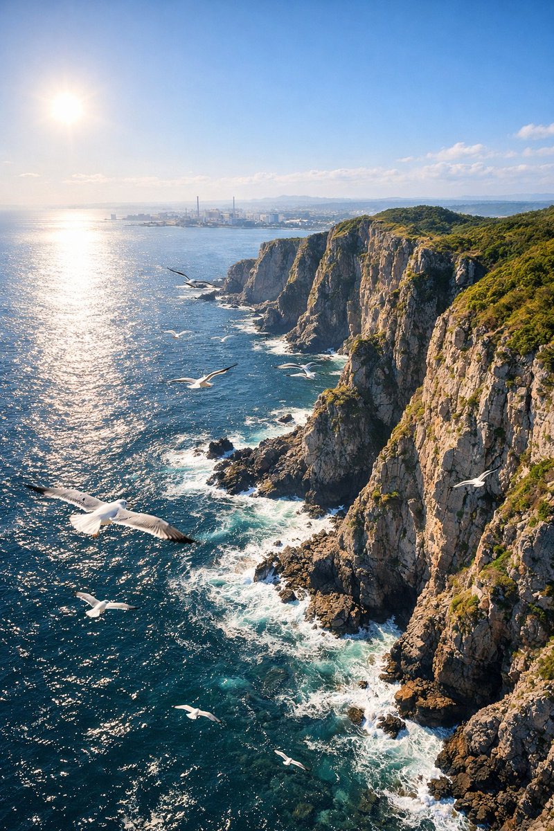 AI Prompt for Detailed Aerial Cityscapes with Cliffs and Coastal Landmarks