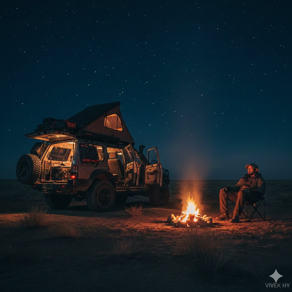 AI Prompt for Hyper-Realistic Desert Camping Scene with Cinematic Lighting